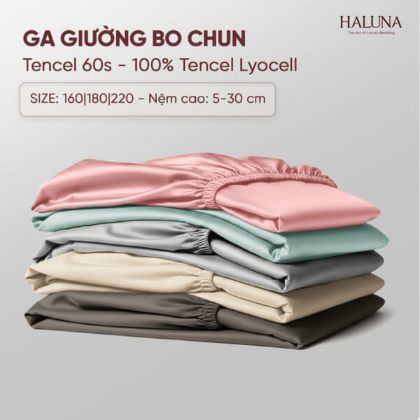 Ga Giường Bo Chun Tencel 60s Haluna – Không Xù Lông, Mềm Mát